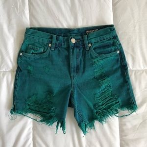 BLANK NYC Distressed Shorts - Sea Green Teal